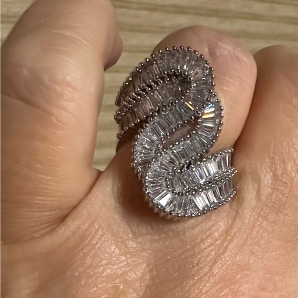18k finish over 925 Huge cocktail ring 6.5 carats emerald cut